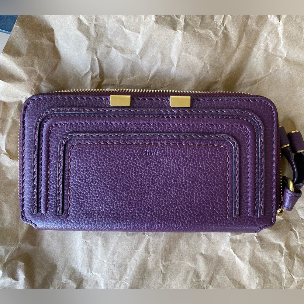 Chloé Marcie Long zip around wallet color intense violine NWT no dust bag or box